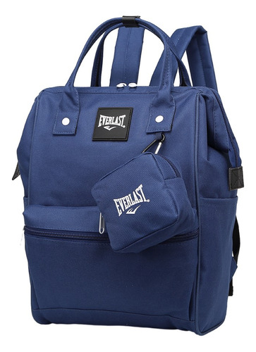 Mochila Everlast Boca Rigida Con Monedero Lona Urbana Color Azul 22203