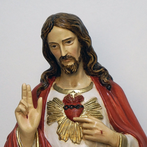 Estatua Corazón De Jesús 60 Cm - Oxolite - Made In Italy Policromado
