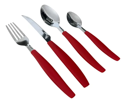 Juego De Cubiertos Acerinox 24 Piezas Tubo Rojo