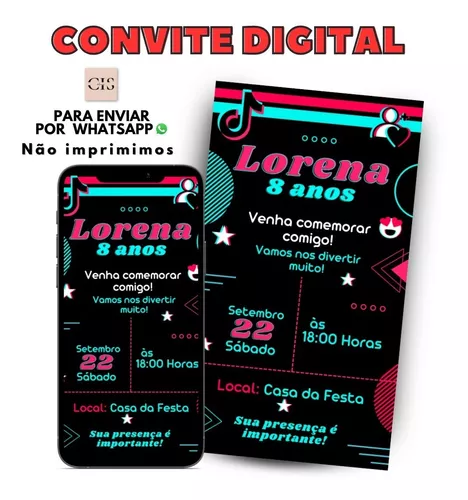 Convite Digital Whatsapp Aniversário Tik Tok