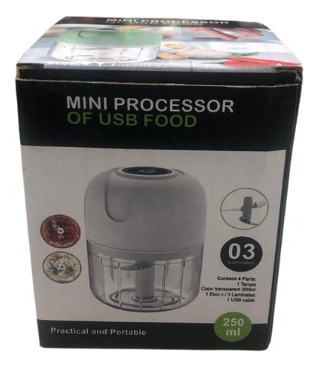 Mini Processador Alimentos Moedor Elétrico Alho S/fio  250ml