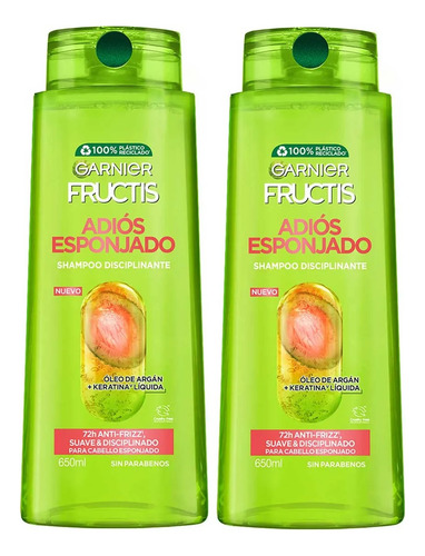 2 Shampoo Garnier Fructis Adiós Esponjado 650ml
