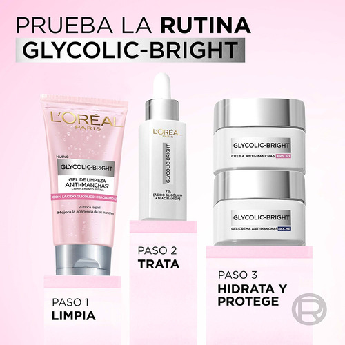Gel Crema Noche Anti-manchas Ácido Glicólico L'oréal Paris Todo Tipo De Piel Noche