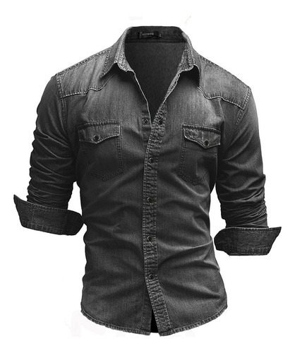 Blusa P Para Hombre, Manga Larga, Con Botones, Básica, Lisa