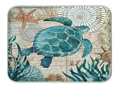 Alfombrilla Secar Platos Vintage Sea Turtle Almohadilla...