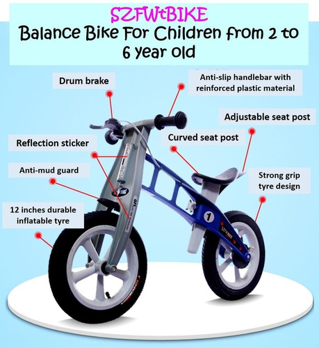 Imagen 2 de 5 de Bicicleta Balance Sin Pedal Fibra De Vidrio Llanta Neumática
