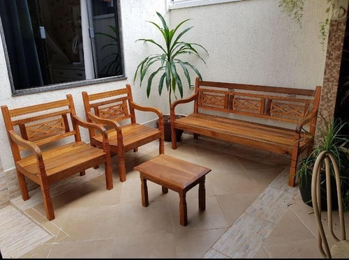 Jogo Banco Madeira 4 Unidades Para Jardim Direto Da Fábrica