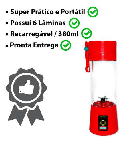 Imagem 6 de 7 de Mini Liquidificador Portatil Com 6 Laminas Usb Ud600