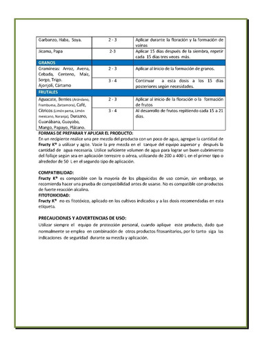 Imagen 4 de 5 de Fructy K 1kg Fertilizante Foliar Frutales Alto En Potasio