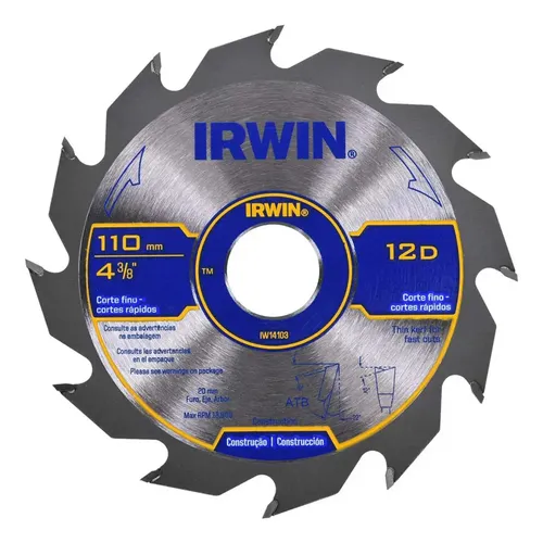 Disco De Corte Madeira 12 Dentes Serra Marmore Irwin Iw14103