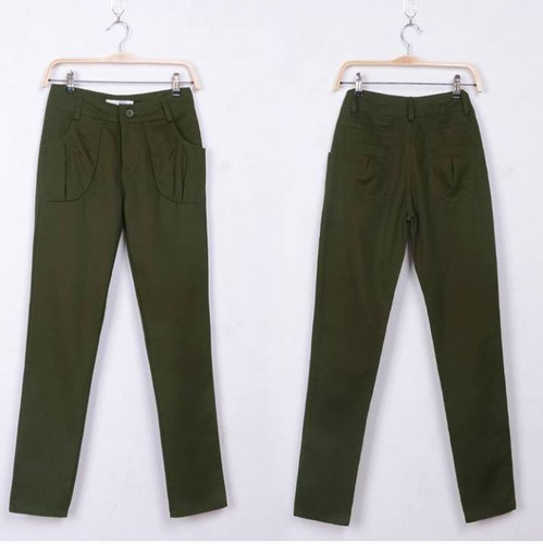 Pantalon Casual Color Army Green.
