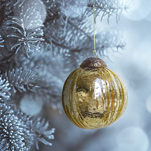 Juego De 4 Adornos Dorados De Vidrio Para Árbol De Navidad
