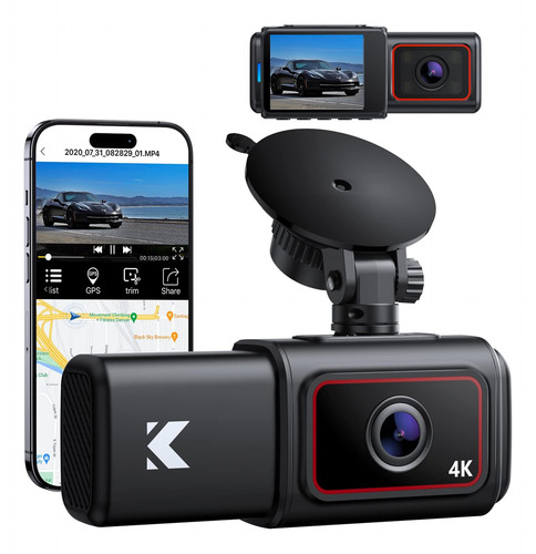 Kingslim D6 4k Dual Dash Cam - Wifi Y Gps Cámara Frontal E I