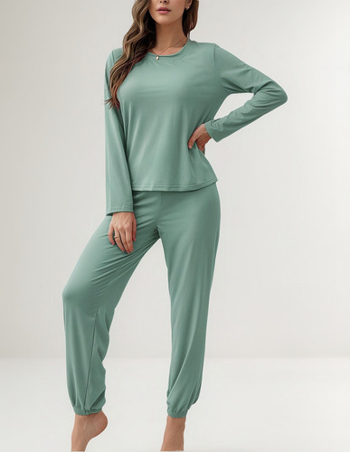 Conjunto De Pijama De Manga Larga Con Pantalones Deportivos