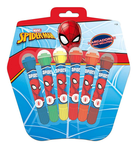 Marcadores Con Sellos Blow Pen Spider Man 6 Colores!