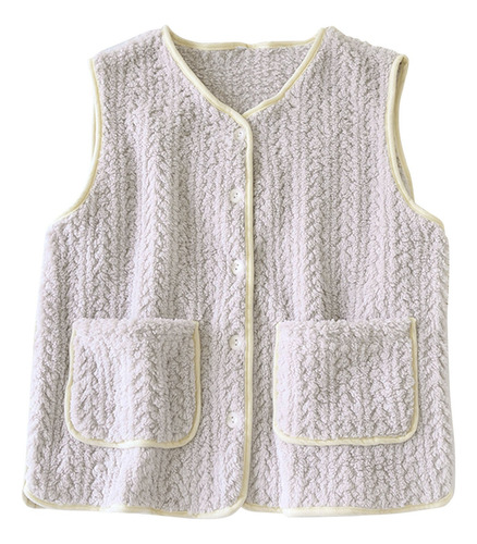 Chaleco Casual De Forro Polar De Franela De Color Liso Para