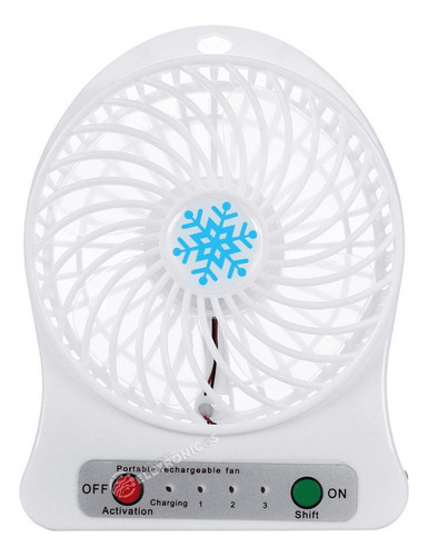 Mini Ventilador Branco Pequeno Portatil Recarregavel