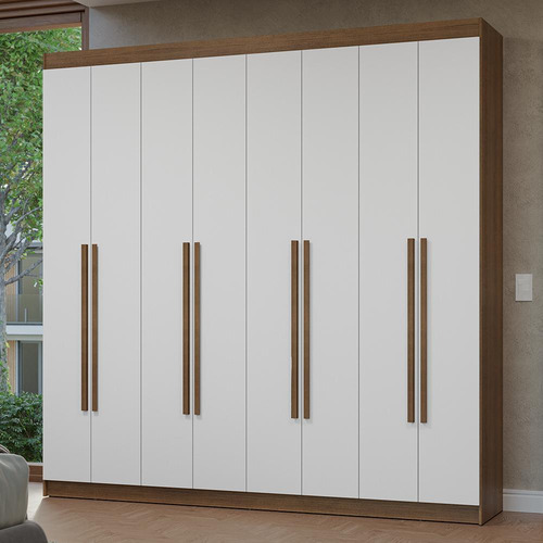 Guarda-roupa Casal 8 Portas Rbr Netuno Madesa Cor Rustic/branco/rustic