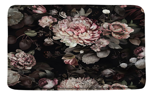 Upumksk Alfombra De Baño Floral Negra, Flor De Rosa Retro, A