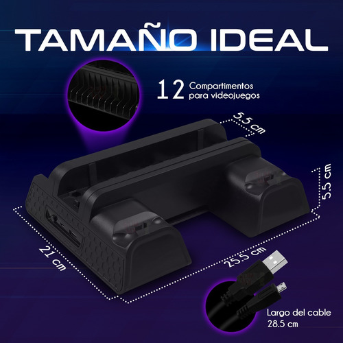 Imagen 4 de 6 de Base Enfriadora Ps4 Pro Slim Carga Controles Usb Dock Discos