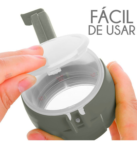 Clip Sellador De Bolsas Cierre Dispensador Cereal Snack Color Gris