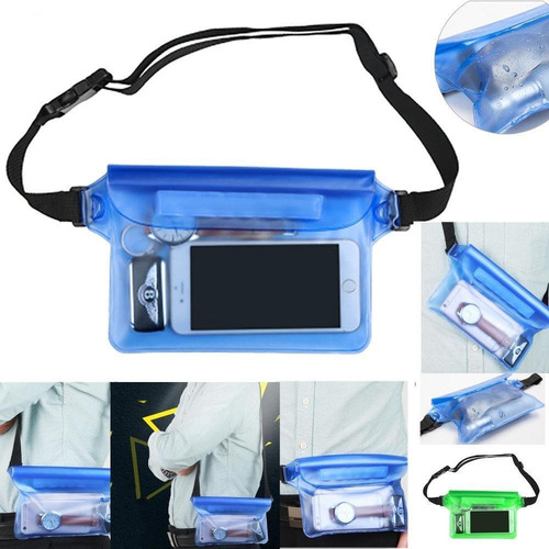 Imagen 6 de 6 de Bolsa Cangurera Contra Agua Con Correa Case Prueba Sumergible Funda Triple Sellado De Seguridad Resistente Mujer Hombre