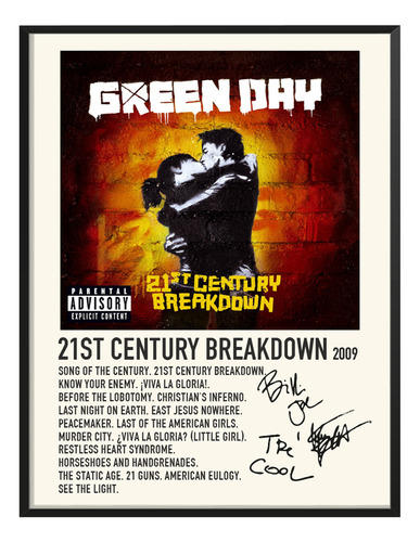 Poster Green Day Album Music Tracklist 21st Century 45x30