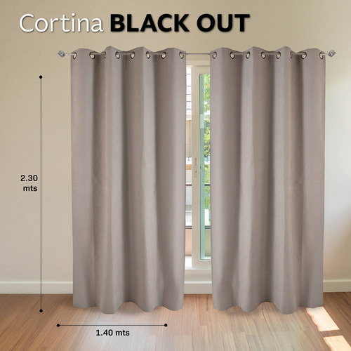 Cortinas 100% Blackout Largas 140x230cm Tres Capas Hogar Arena