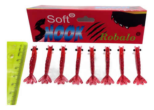 8 Isca 5cm Camarão Snook Robalo Vermelho Red Ovado Plastisol Cor Vermelho Red Ovado Laranja