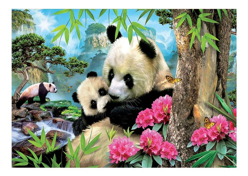 Imagen 2 de 5 de Puzzle Rompecabeza 1000 Piezas Osos Panda Educa 17995