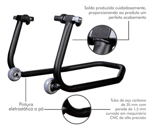 Imagem 6 de 10 de Cavalete Traseiro Evolution Universal Moto Com Ou Sem Slider
