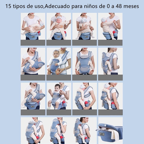 Imagen 7 de 10 de Mochila Portabebés Ergonómica De 0-36 Meses 15 Posiciones