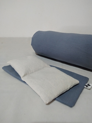 Kit Bolster Cervical + Almohadilla Ocular Gris