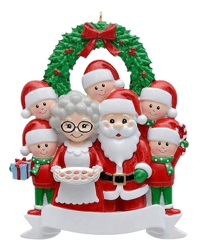 Familia De 7 Miembros De Papá Noel, Adorno Personalizado Par