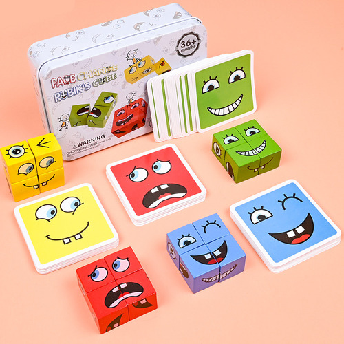 Mini Caja De Hierro Que Cambia La Cara, De Madera, Educativa
