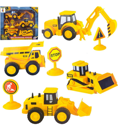 4 Camión Construcción De Fricción Máquinas Set Max Truck