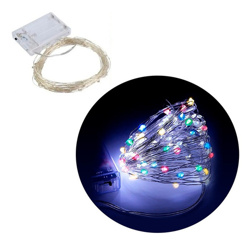 Luces Tira Luz 50 Led Pila 5 Mts Navidad Fiestas Kuchen