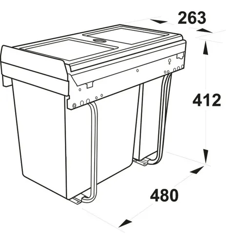 Lixeira Dupla 300mm Fixação Na Porta 30l - Häfele