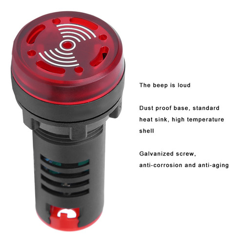 Alarma De Destello De Luz Roja Berm Led Buzzer Ad16-22sm, 10