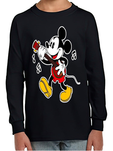 Polera Manga Larga Niño Mickey Cantando 100%algodón 