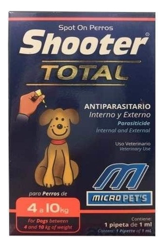 Pipeta Shooter Perros 4-10k Parásitos Inernos Y Externos 1ml