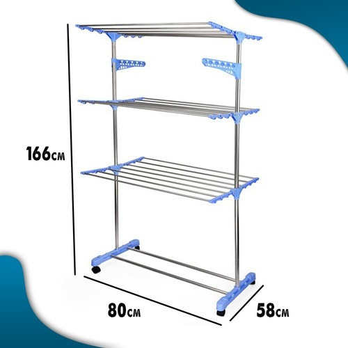Imagem 7 de 7 de Varal De Roupa Retrátil Articulado Dobrável Vertical C/ Roda