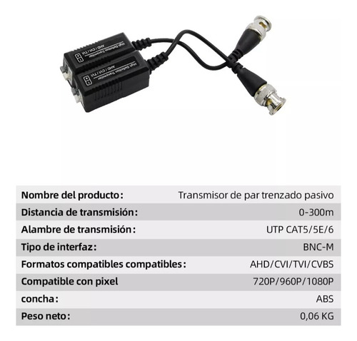 Kit 4 Par Transceptores Balun 4 Par Corriente Dahua Fhd Cctv