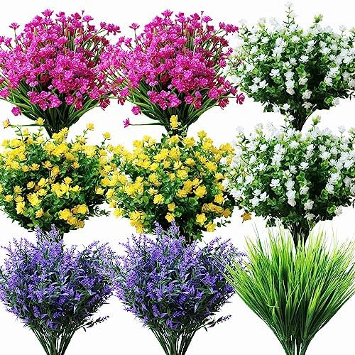 Gormiya 20 Plantas De Flores Artificiales Al Aire Libre Para