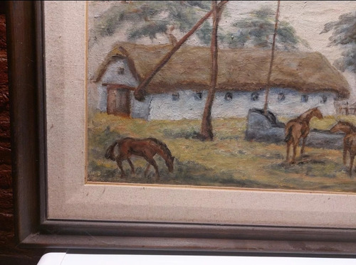 Óleo Antiguo Motivo Paisaje 70 Cm X 59 Cm (Usado)