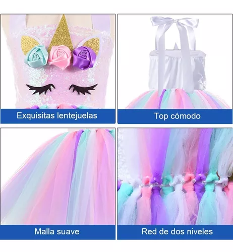 Vestido de verão unicórnio para bebês, lantejoulas arco-íris, vestido de  princesa bonito, presente de aniversário