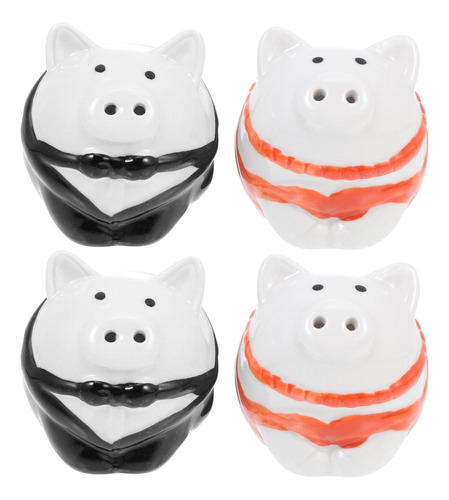 Tarro De Porcelana Para Condimentos Con Forma De Cerdo, 4 Un