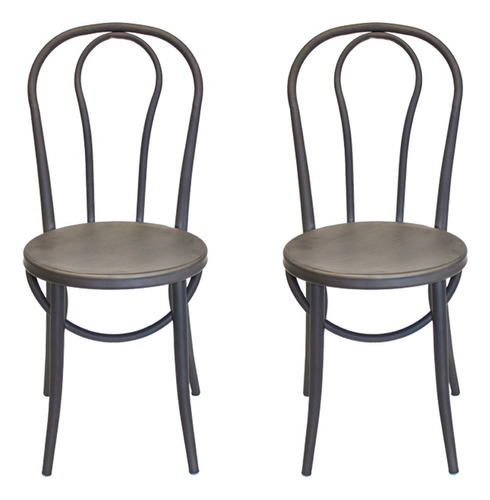 All Chairs Set De 2 Sillas Thonet De Metal Color Gun Metal 