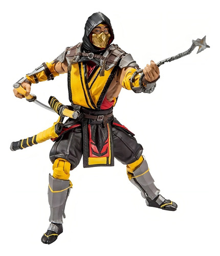 Katana Scorpion + Kunai Con Cadena Y Brazalete Mortal Kombat Color Negro