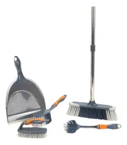 Comprar Kit Limpieza Escoba Pala Cepillos Escobillon Barre Hogar Gris Smart Tech